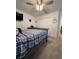Bedroom features a ceiling fan, television, and comfortable carpeting at 6846 Wilson Hammock Ave, Groveland, FL 34736
