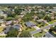 Wide aerial view of a residential area featuring well-spaced homes and mature trees at 8715 Se 176Th Lowndes Pl, The Villages, FL 32162