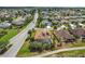 Overhead shot of home featuring a screened-in pool and lush landscaping in a beautiful, green community at 1606 Mount Croghan Trl, The Villages, FL 32162