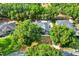 Aerial view highlighting the property boundaries and lush surrounding trees at 10851 Lantana Crst, Clermont, FL 34711