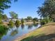 Scenic view of a pond and surrounding neighborhood homes at 21815 Tartan St, Leesburg, FL 34748