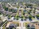 Aerial perspective of a neighborhood featuring homes with well-maintained yards and mature trees at 274 Giovani Blvd, Clermont, FL 34715