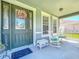 Inviting front porch with rocking chairs and a charming wreath adorning the front door at 2894 Southern Pines Loop, Clermont, FL 34711