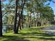 Quiet street lined with trees and a serene pond, with houses in the distance at 504 Hawthorne Blvd, Leesburg, FL 34748