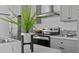 Modern kitchen with stainless steel appliances, gray cabinets, white countertops, and decor at 811 N Swindell #2 Ave, Lakeland, FL 33810