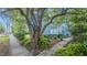 Charming exterior view of a two-story home with mature landscaping, including lush plants and large shade trees at 908 N Tremain St, Mount Dora, FL 32757