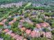 An aerial view of the home, nestled among lush trees in a desirable community near a golf course at 1164 E Winged Foot Cir, Winter Springs, FL 32708