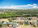 Aerial view showcasing the home in a neighborhood near a lake and woodlands at 13546 Biscayne Grove Ln, Grand Island, FL 32735