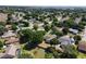 A vibrant neighborhood is seen from above, filled with lush trees and manicured lawns at 14421 Pine Cone Trl, Clermont, FL 34711
