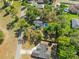 A high aerial of various homes and yards, with some pools and trampolines, surrounded by many trees at 25541 Troon Ave, Sorrento, FL 32776