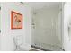 Bathroom featuring flamingo decor and clear shower with tile floor at 39206 Treeline Dr, Lady Lake, FL 32159