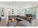 Bright living room features a large sectional, modern decor, and ample natural light at 39206 Treeline Dr, Lady Lake, FL 32159