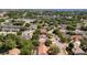 Scenic aerial view of a residential neighborhood showcasing tree-lined streets, well-spaced homes, and a tranquil community setting at 520 Rob Roy Dr, Clermont, FL 34711