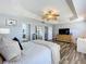 Spacious main bedroom boasts wood floors, a decorative ceiling, and neutral paint at 520 Rob Roy Dr, Clermont, FL 34711