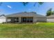 Lush backyard featuring a covered patio and privacy fence, ideal for entertaining at 16380 Se 84Th Ct, Summerfield, FL 34491