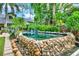 Amazing pool with decorative rock surround and tropical landscaping at 9642 Bear Lake Rd, Apopka, FL 32703
