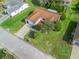 Aerial view showcasing the property's well-manicured lawn, driveway, and surrounding neighborhood at 9757 Se 175Th Pl, Summerfield, FL 34491
