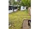 Well-kept backyard with manicured lawn, lush greenery, storage shed and screened in patio at 1414 Margate Ave, Orlando, FL 32803