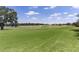 Lush green backyard with scenic views of a well-manicured golf course and a tranquil lake at 1721 Sunset Ridge Dr, The Villages, FL 32162