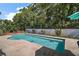 Swimming pool and privacy wall with space for patio seating and greenery at 6905 Clayton St, Mount Dora, FL 32757