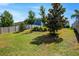 Spacious backyard featuring a well-maintained lawn, mature trees, and a privacy fence at 13304 Magnolia Valley Dr, Clermont, FL 34711