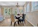 Sunlit breakfast nook offers a cozy dining space with backyard views and stylish furnishings at 13304 Magnolia Valley Dr, Clermont, FL 34711