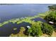 Aerial view of property with private boat dock on a beautiful waterfront lake at 2400 N Griffin Dr, Leesburg, FL 34748