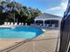 Inviting community pool surrounded by lounge chairs and a fenced-in area at 2539 Caithness Way, Clermont, FL 34714