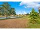 Backyard view of a tranquil pond, mature trees and well-maintained lawn in a residential area at 2641 Meadow View Ct, Kissimmee, FL 34746