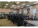 Well-equipped gym features modern exercise machines, ceiling fans, and plenty of natural light at 2641 Meadow View Ct, Kissimmee, FL 34746