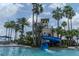 Gathering-friendly pool with a water slide, tropical landscaping, and comfortable seating at 2641 Meadow View Ct, Kissimmee, FL 34746
