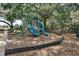 A community playground with a modern, colorful playset offering slides and climbing features under a shady tree at 32132 Hickory Ln, Sorrento, FL 32776