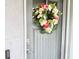 Close up of the front door, showing modern hardware, wreath, and a smart lock system at 3638 Sw 127Th Lane Rd, Ocala, FL 34473