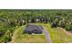 Aerial view showcasing a stunning home nestled on a generous lot surrounded by lush greenery and mature trees at 40050 Darlington Ave, Lady Lake, FL 32159