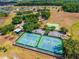 Aerial shot of tennis and basketball courts with green surroundings, showcasing community recreational amenities at 5354 Travertine St, Mount Dora, FL 32757