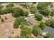 Aerial view of the property, highlighting the pool, landscaping, and surrounding neighborhood at 7685 Lake Angelina Dr, Mount Dora, FL 32757
