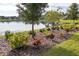 Beautiful backyard with a serene pond view and well-manicured landscaping at 8492 Hartford Way, Mount Dora, FL 32757