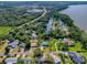 An overhead perspective captures a lovely home nestled within a vibrant neighborhood with mature landscaping at 111 Cardinal Ln, Eustis, FL 32726