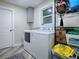 Functional laundry room with modern appliances and storage shelving at 111 Cardinal Ln, Eustis, FL 32726