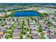 An aerial view showing a residential community near a serene lake, showcasing the neighborhood's desirable location at 15322 Veramonte Way, Orlando, FL 32828