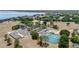 An aerial shot of community amenities and the community pool at 16211 Oak Breeze Ct, Clermont, FL 34711