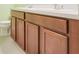 Bathroom with double sink vanity featuring wood cabinets and a white countertop at 169 Jensen Dr, Groveland, FL 34736