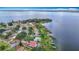 Scenic aerial view highlighting the waterfront properties, docks, and the community's proximity to the tranquil lake at 33620 Picciola Dr, Fruitland Park, FL 34731