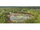 A peaceful pond offers a tranquil escape amidst the surrounding trees and nearby houses at 41513 Aspen St, Eustis, FL 32736