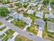 Aerial view of the neighborhood shows well-maintained lawns and tree-lined streets at 529 Valencia Pl, Lady Lake, FL 32159