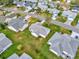An aerial shot shows the community's neatly arranged houses and green lawns at 529 Valencia Pl, Lady Lake, FL 32159