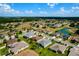Aerial view of homes in a well-planned community features green spaces and water features in a serene setting at 5818 Greenbriar Loop, Leesburg, FL 34788