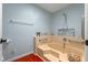 Bathroom features a tub with tile surround and accents, plus unique decorative elements at 903 Belle Oak Dr, Leesburg, FL 34748