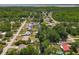 An aerial view showcasing the canal leading to the bay, adjacent to a residential neighborhood at 11114 Lake Eustis Dr, Leesburg, FL 34788