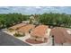 Overhead view of four homes with driveways and mature trees in a neighborhood in a quiet area at 1121 Ricardo Ave, The Villages, FL 32159